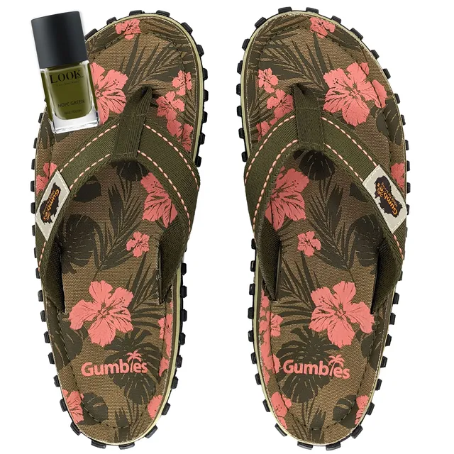 gumbies-islander-zehentrenner-damen-jungle-set-mit-nagellack-hope-green image 1