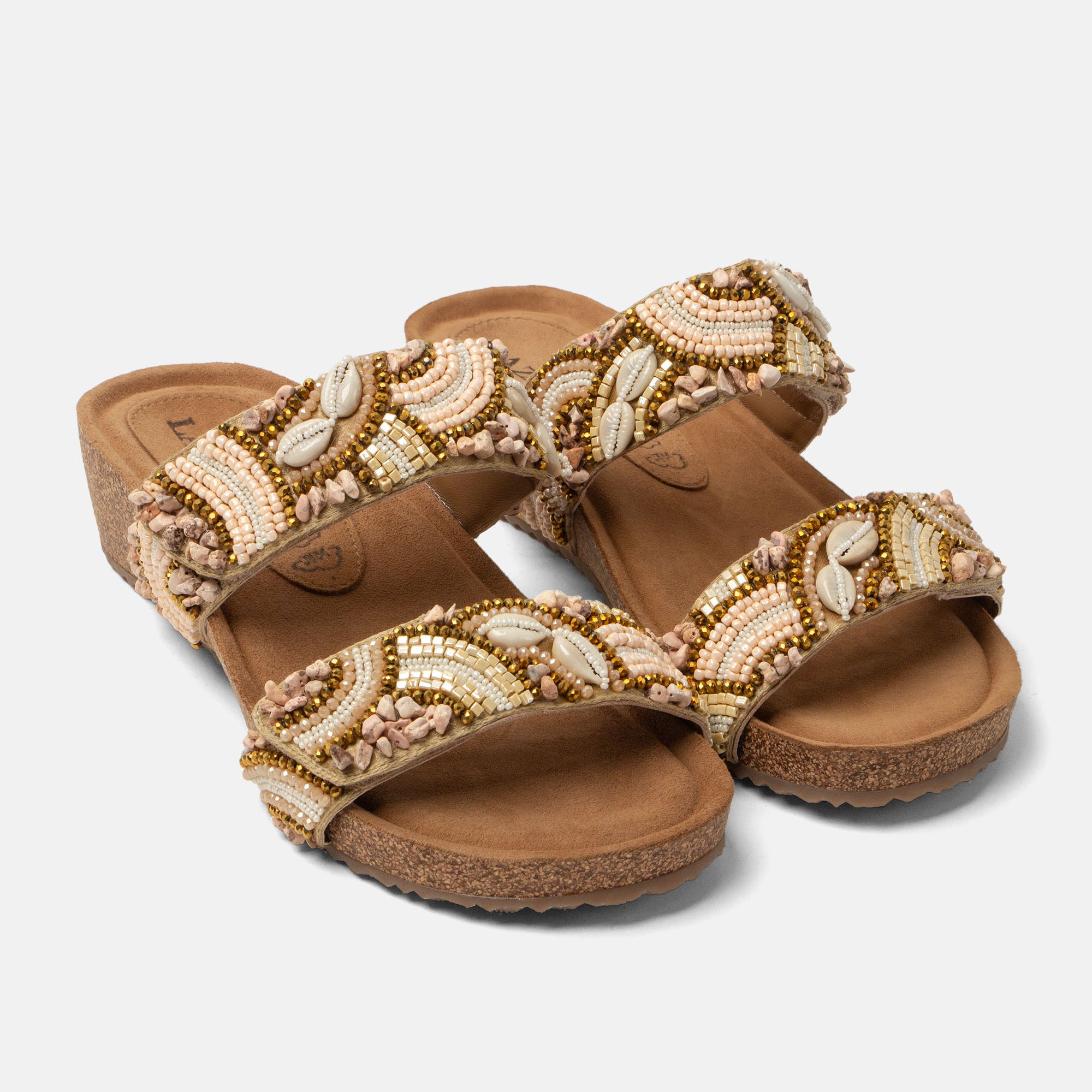 lazamani-dagmar-damen-leder-pantoletten-beige image 2