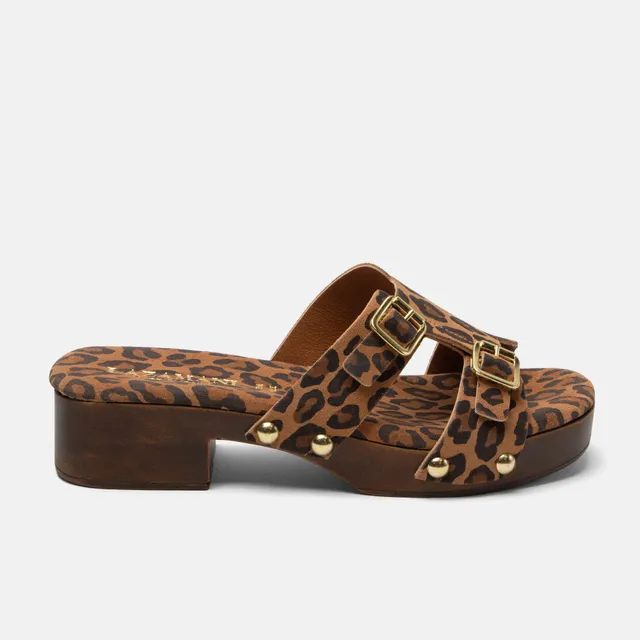 lazamani-aria-damen-wildleder-clogs-leopard image 1