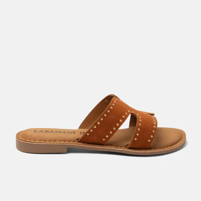 lazamani-lina-damen-wildleder-pantoletten-tan image 1