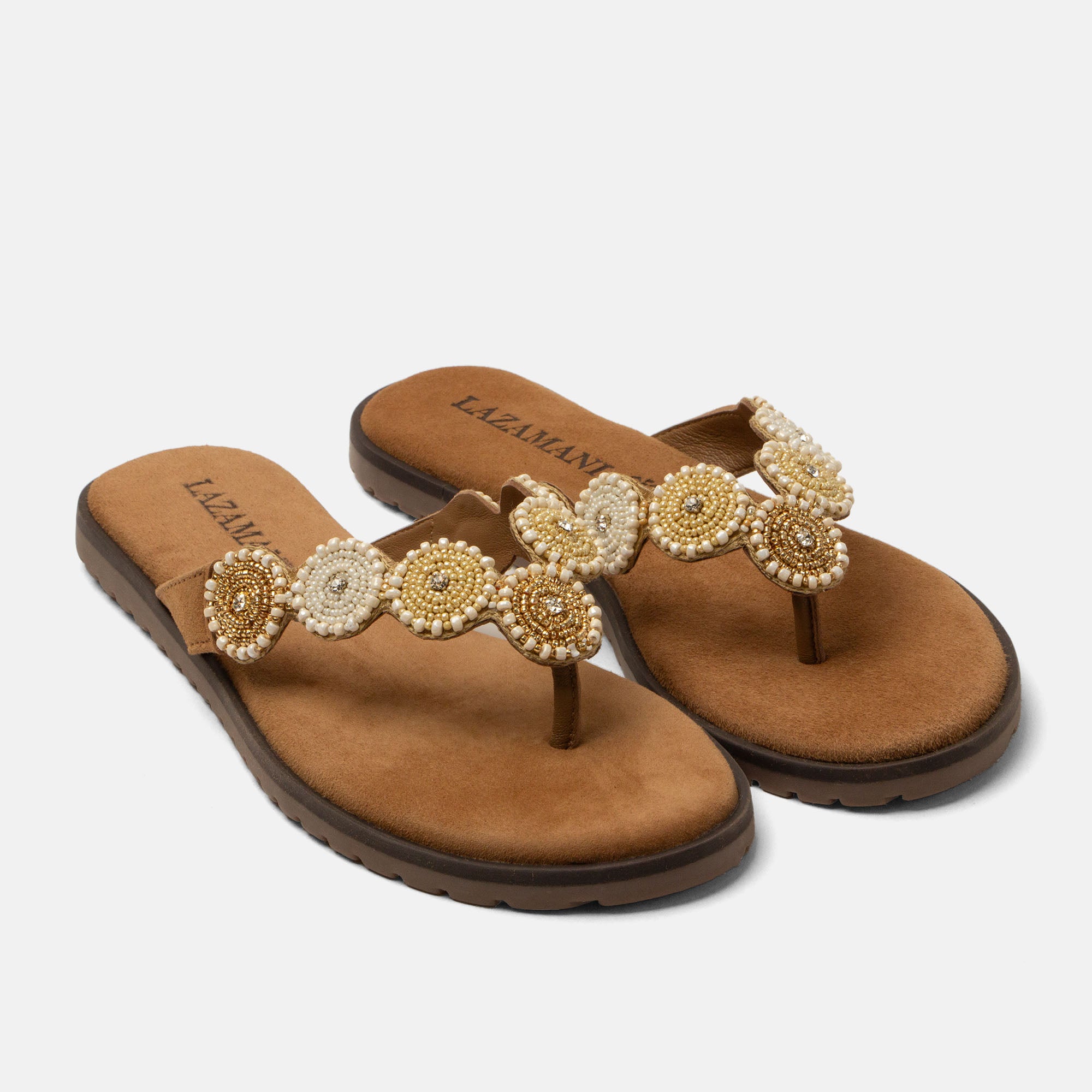 lazamani-mey-damen-zehentrenner-beige image 3