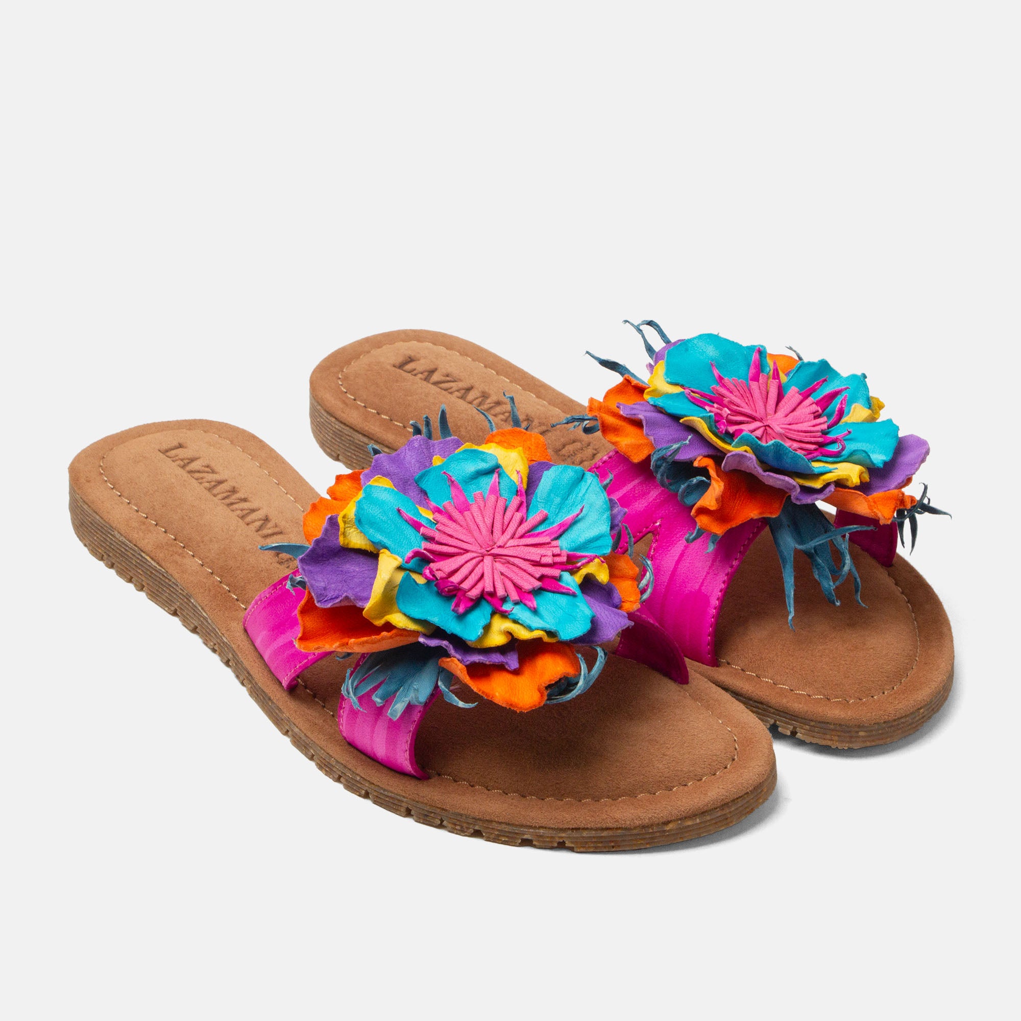 lazamani-zinnia-damen-leder-pantoletten-fuxia image 3