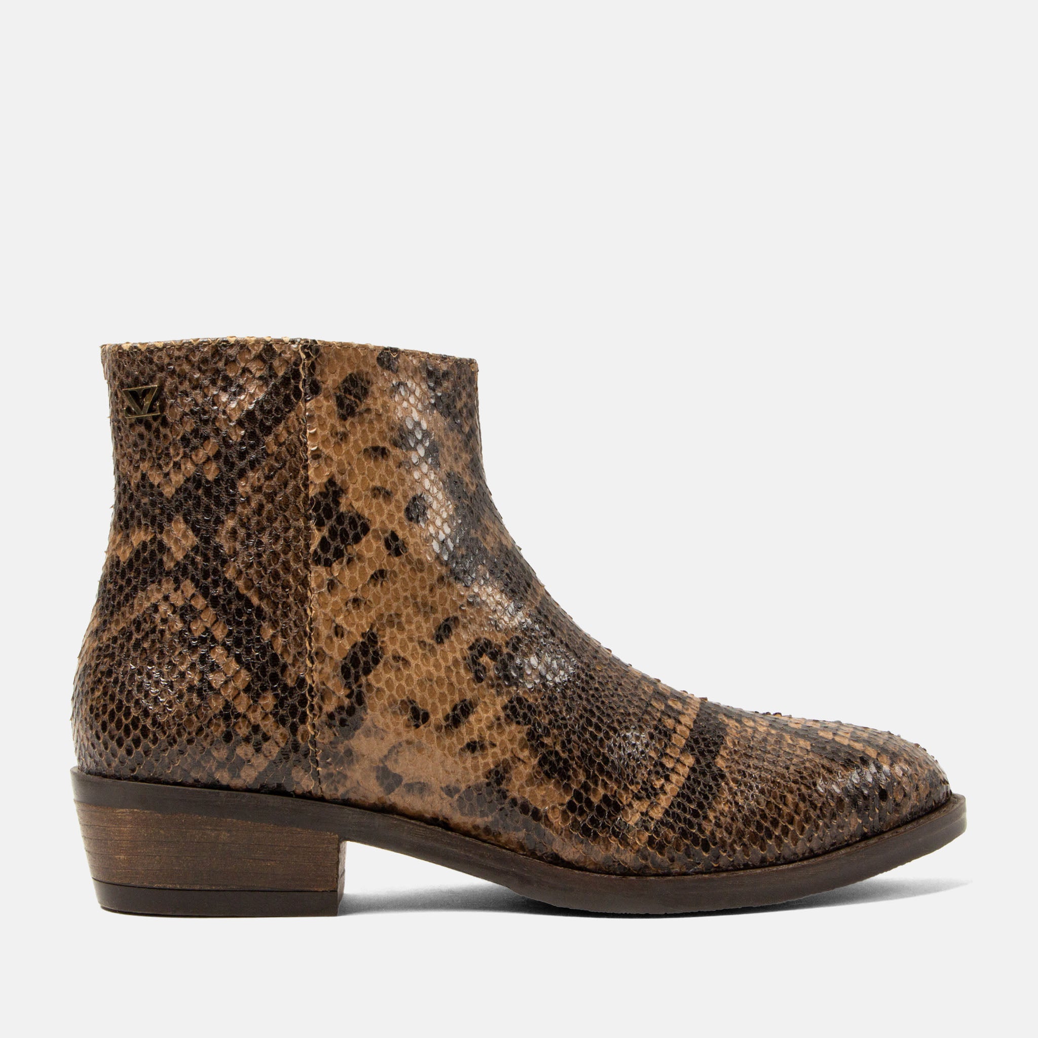 lazamani-beverly-damen-leder-stiefeletten-biscuit-schlangen-optik-blockabsatz image 1