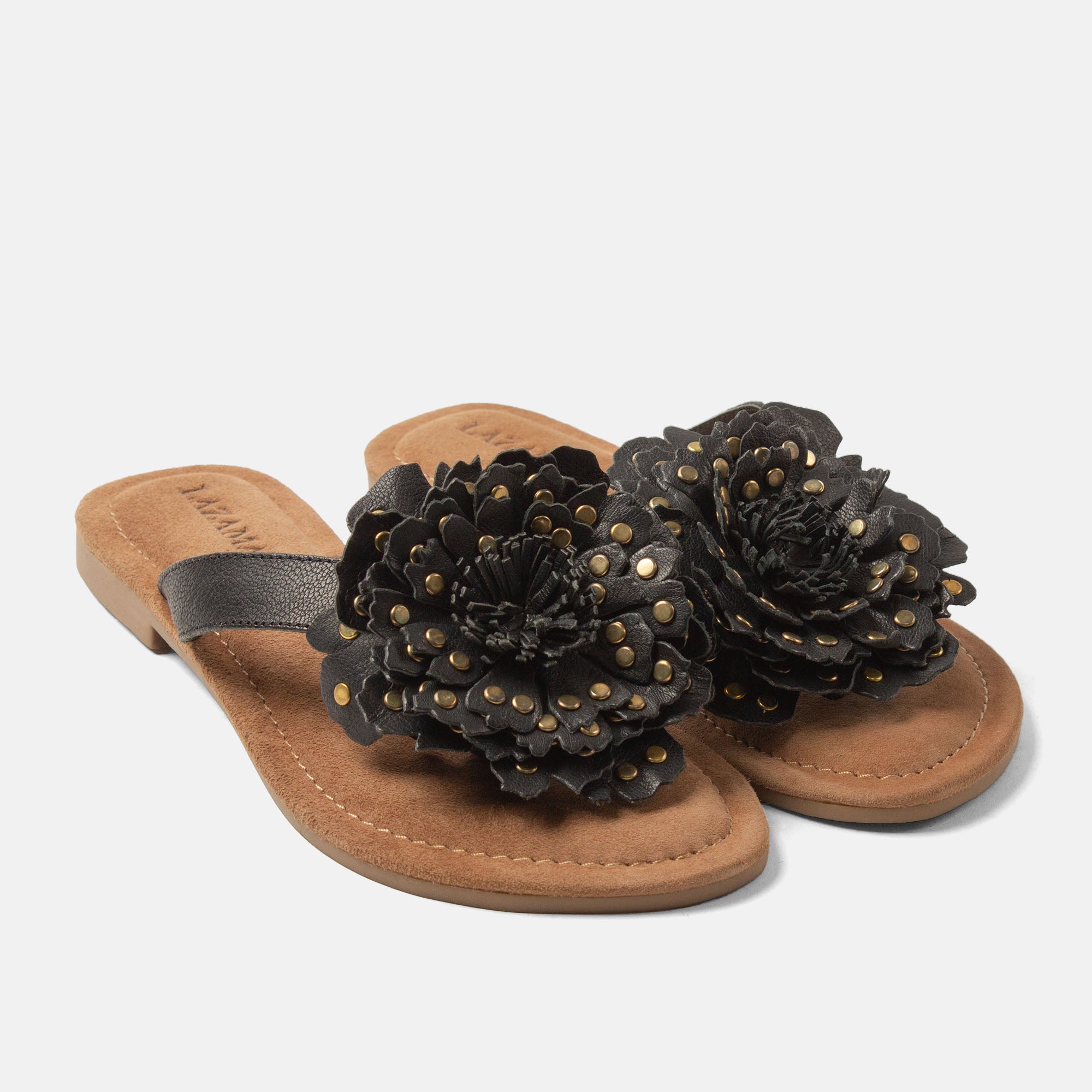 lazamani-kira-damen-leder-zehentrenner-black image 3