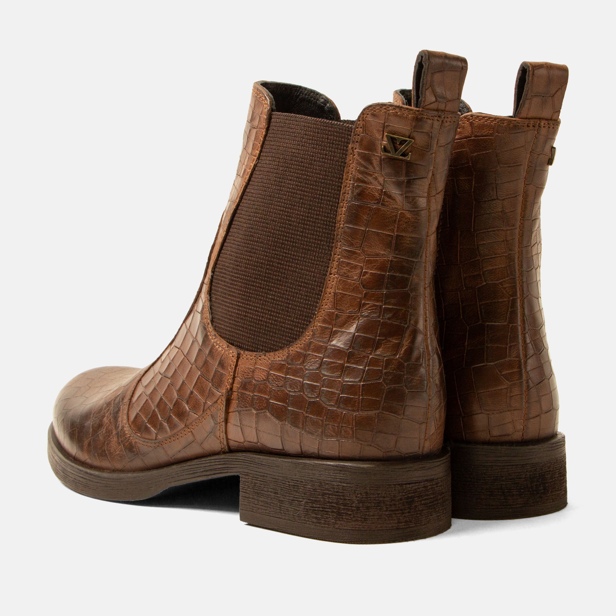 lazamani-marij-damen-leder-chelsea-boots-brown-kroko image 3