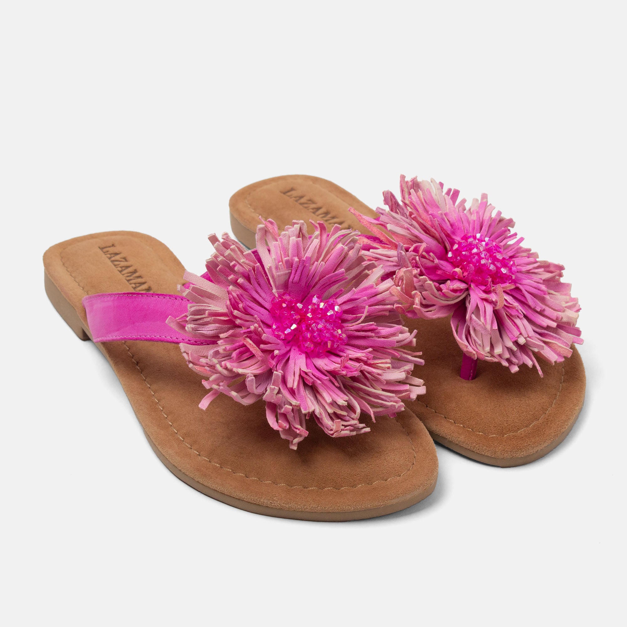 lazamani-roza-damen-leder-zehentrenner-pink image 3