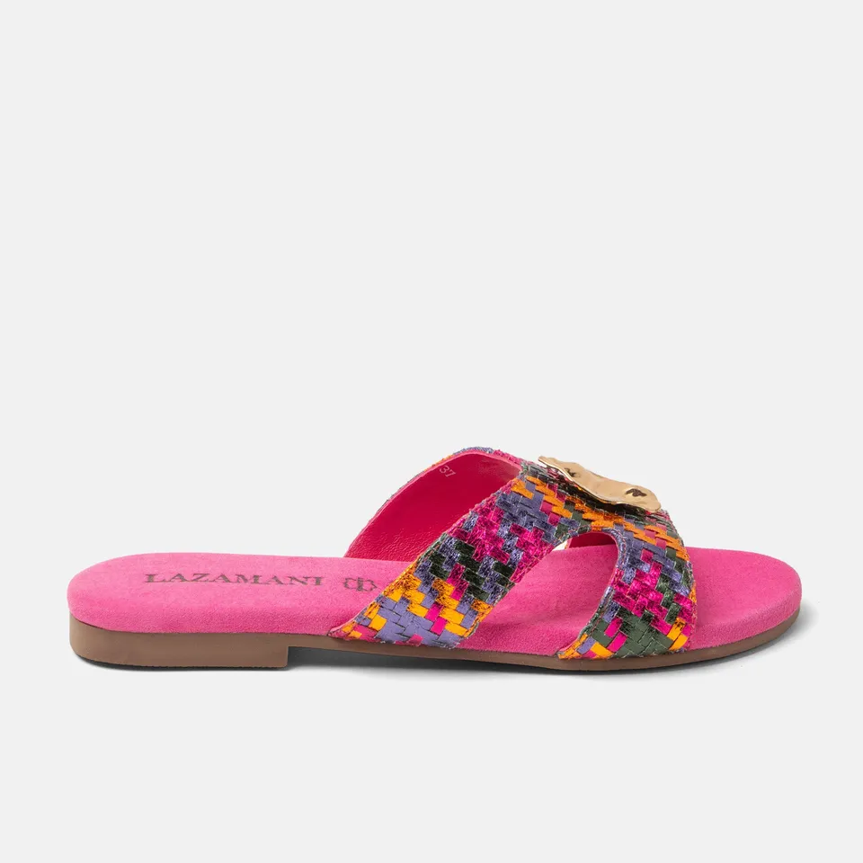 lazamani-hailey-damen-leder-pantoletten-fuxia image 1