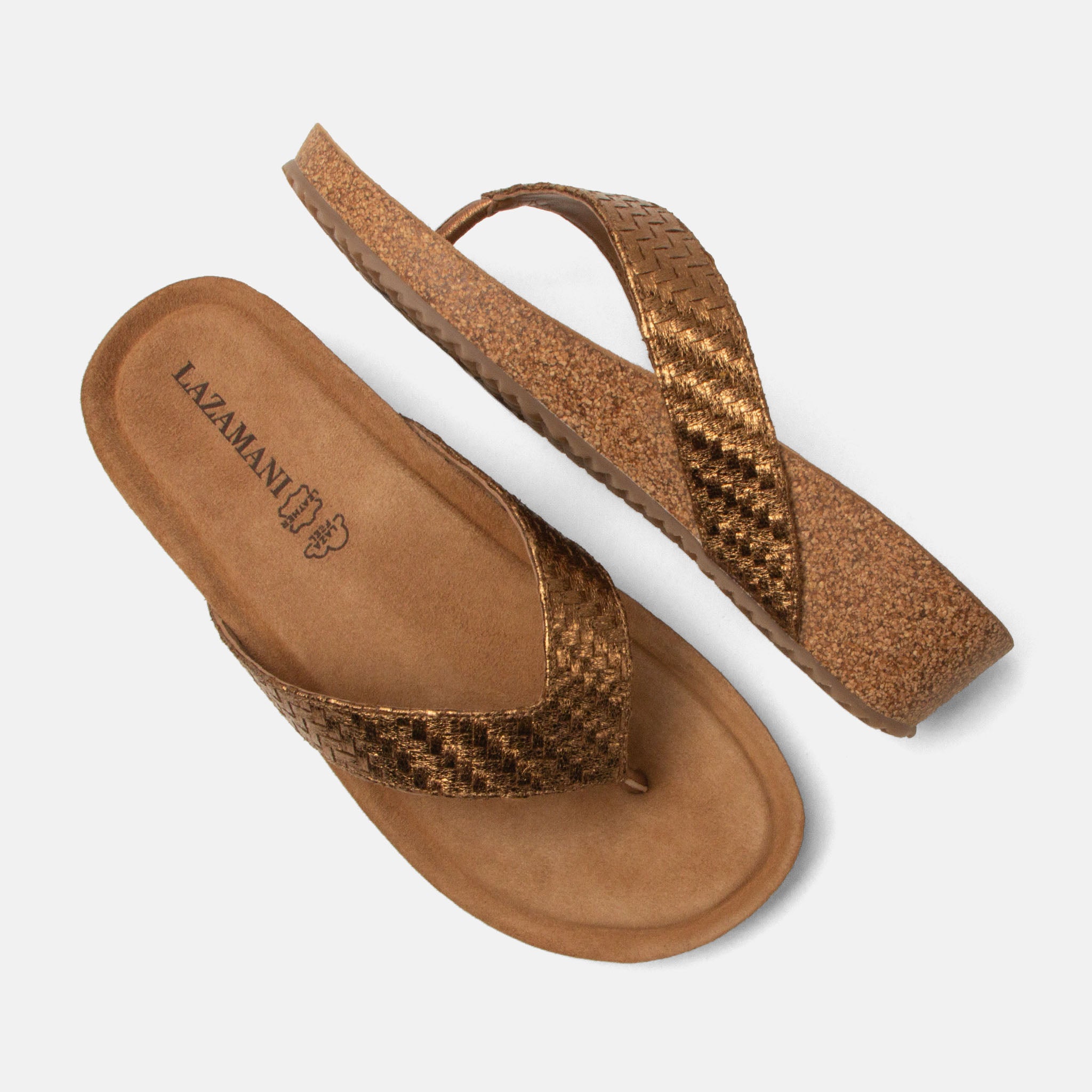 lazamani-leia-damen-zehentrenner-copper-keilsandalen-leder image 3