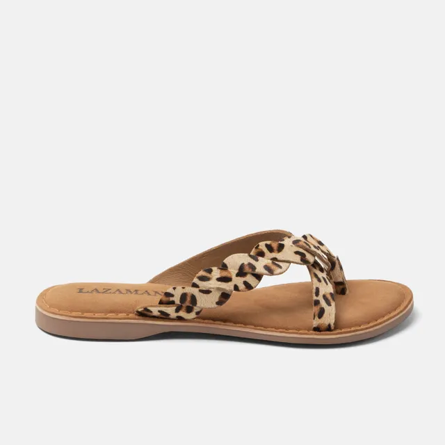 lazamani-avi-damen-zehentrenner-leopard-leder image 1