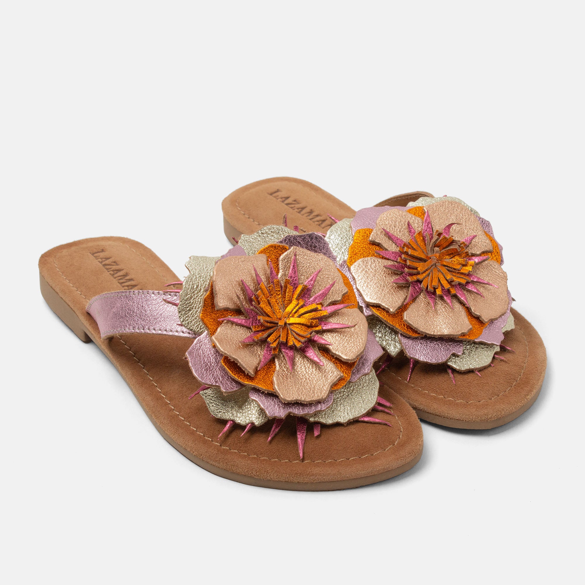 lazamani-hilde-damen-leder-zehentrenner-rose image 3
