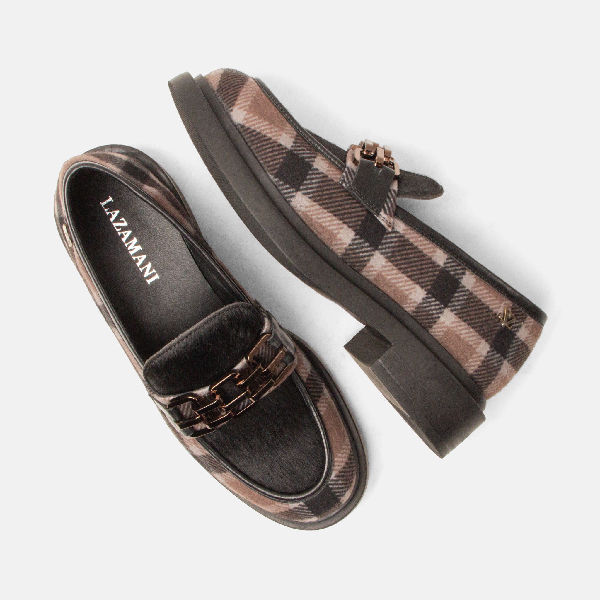 lazamani-oxford-damen-loafer-tartan-black image 4