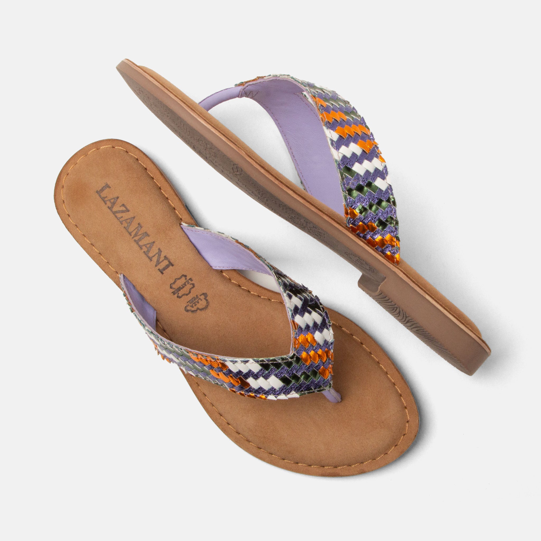 lazamani-tess-damen-leder-zehentrenner-lilac image 4
