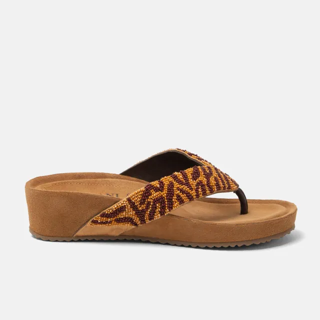 lazamani-liv-damen-leder-zehentrenner-brown-mit-keilabsatz image 1