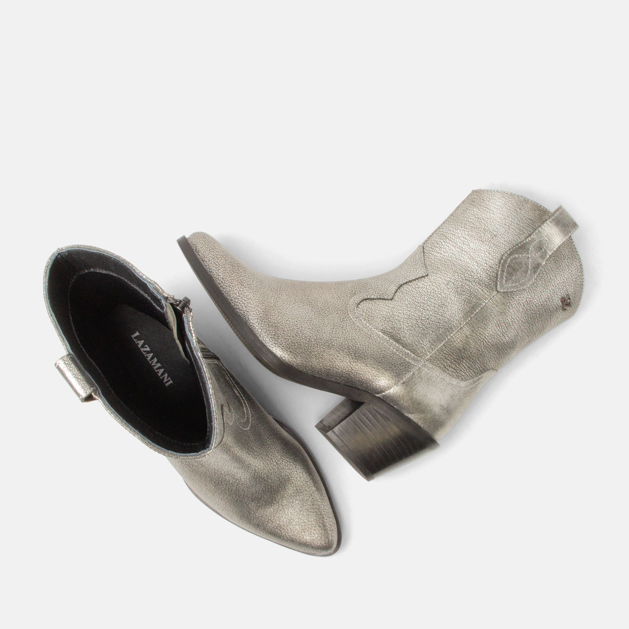 lazamani-lu-damen-leder-cowboy-stiefel-silver image 5