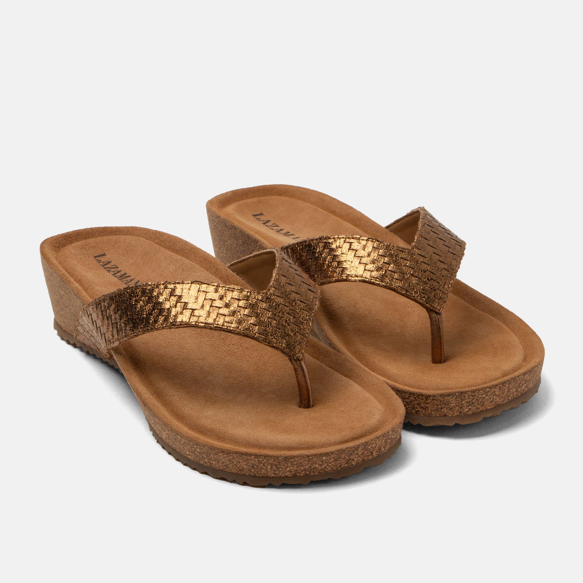 lazamani-leia-damen-zehentrenner-copper-keilsandalen-leder image 2