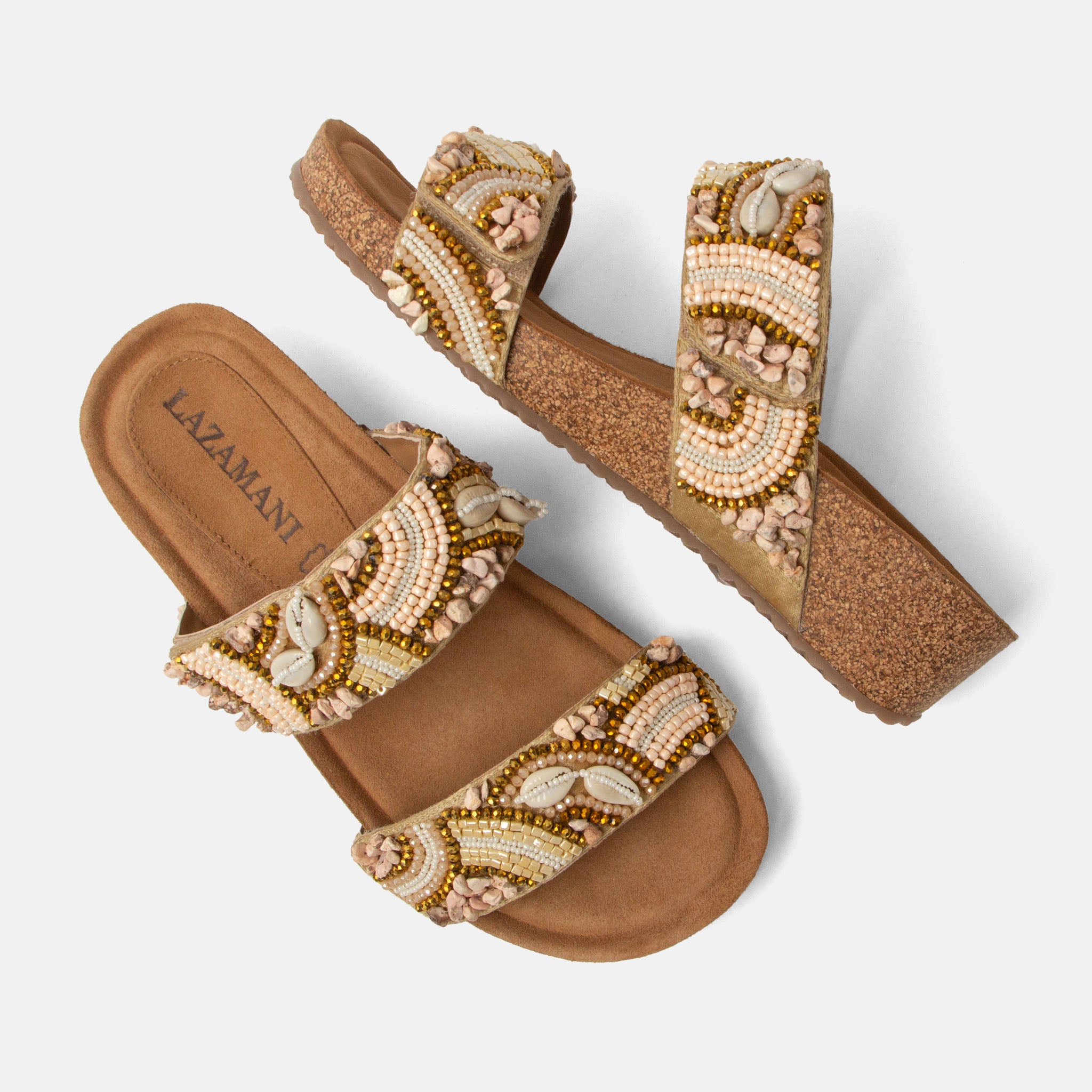 lazamani-dagmar-damen-leder-pantoletten-beige image 3