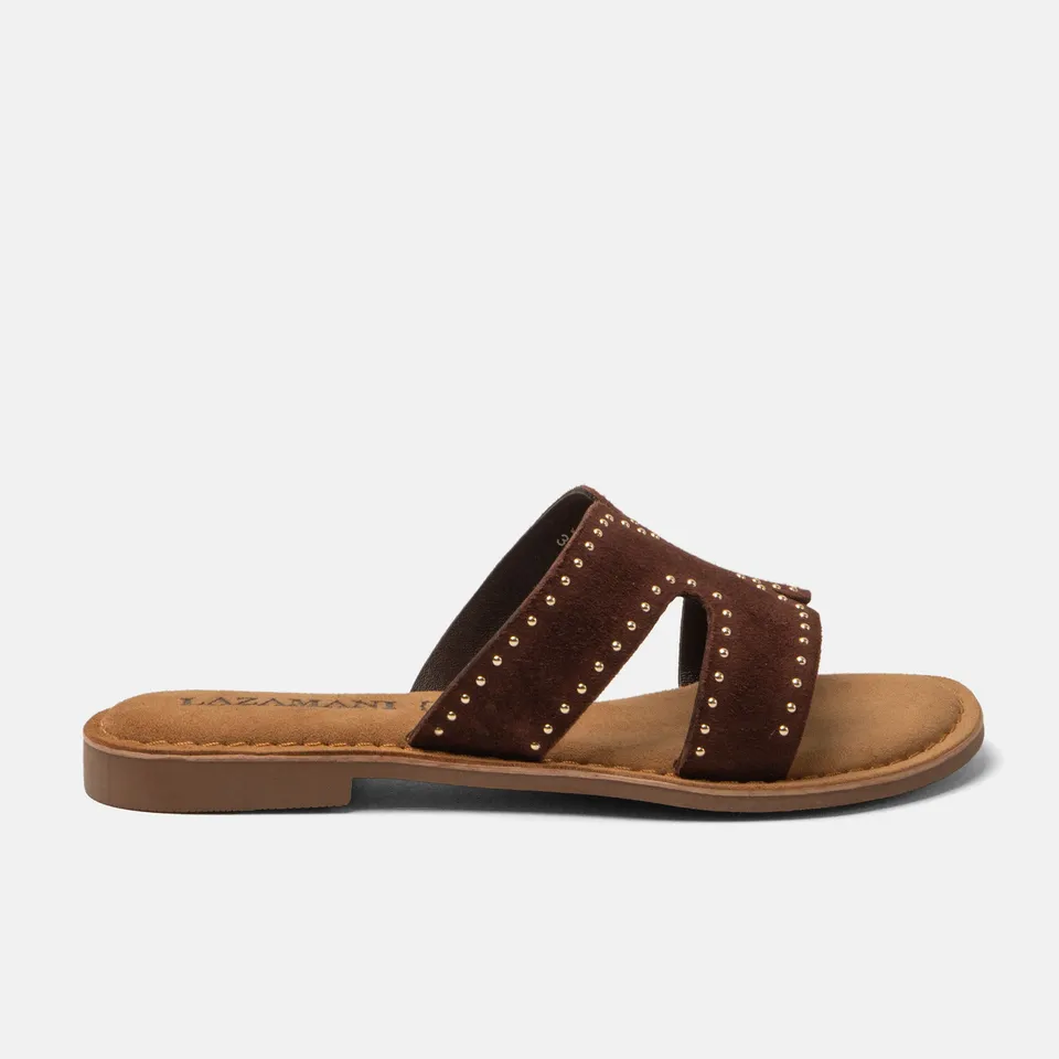 lazamani-lina-damen-wildleder-pantoletten-brown image 1