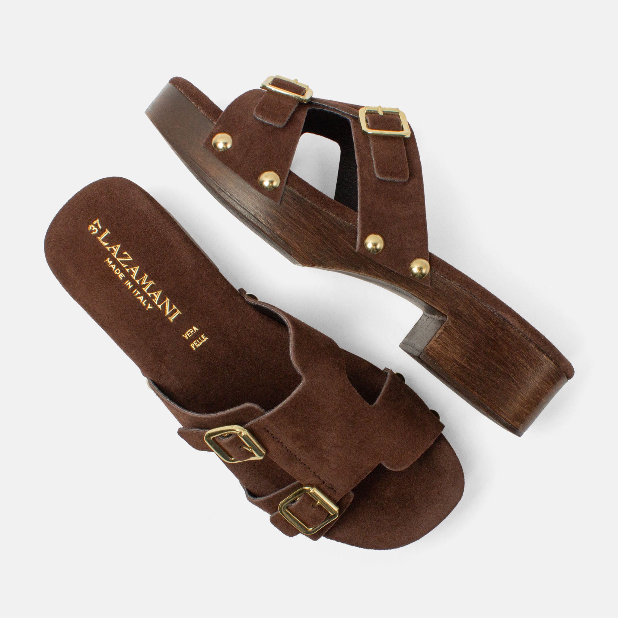 lazamani-aria-damen-wildleder-clogs-brown image 4