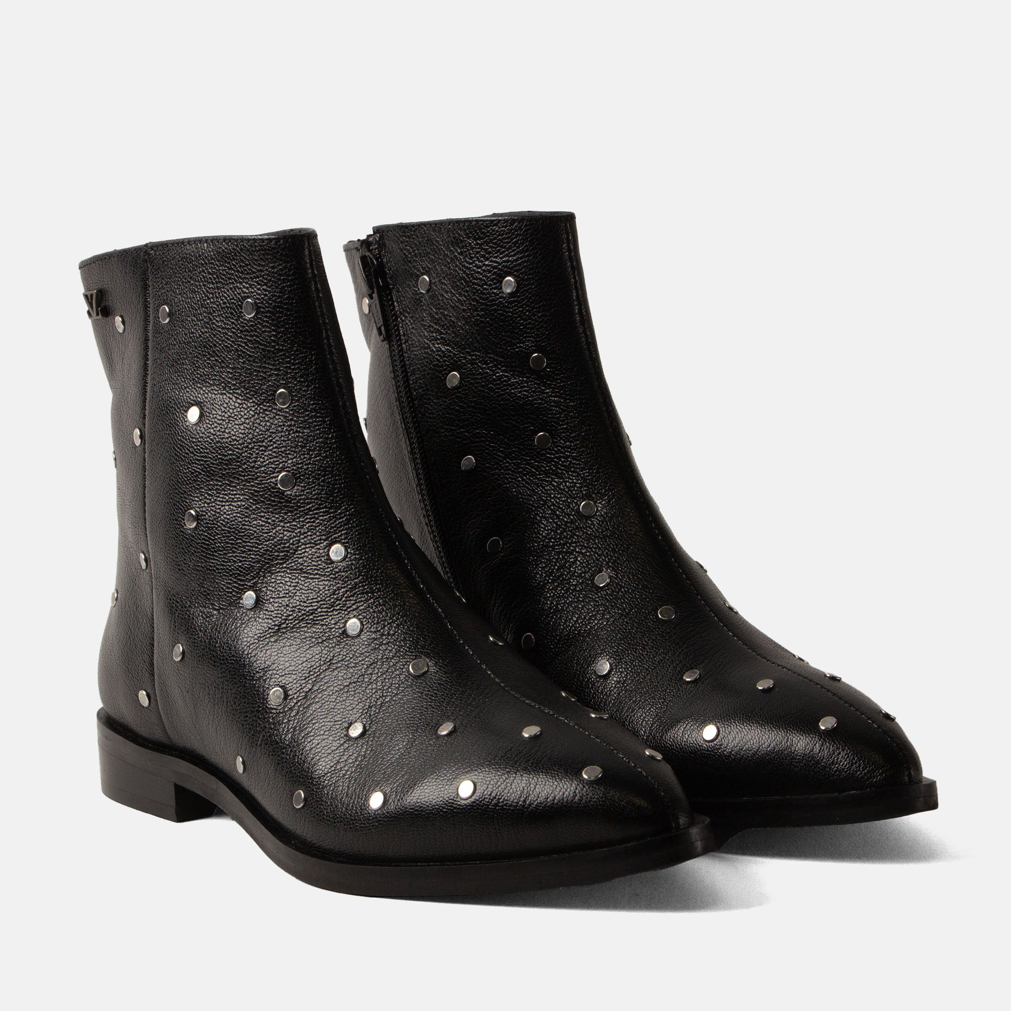 lazamani-dana-damen-leder-stiefeletten-black-nieten-blockabsatz image 2