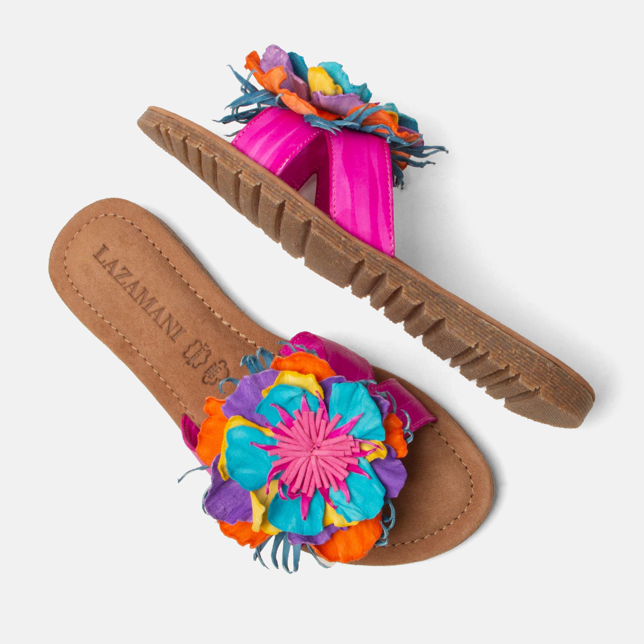 lazamani-zinnia-damen-leder-pantoletten-fuxia image 4