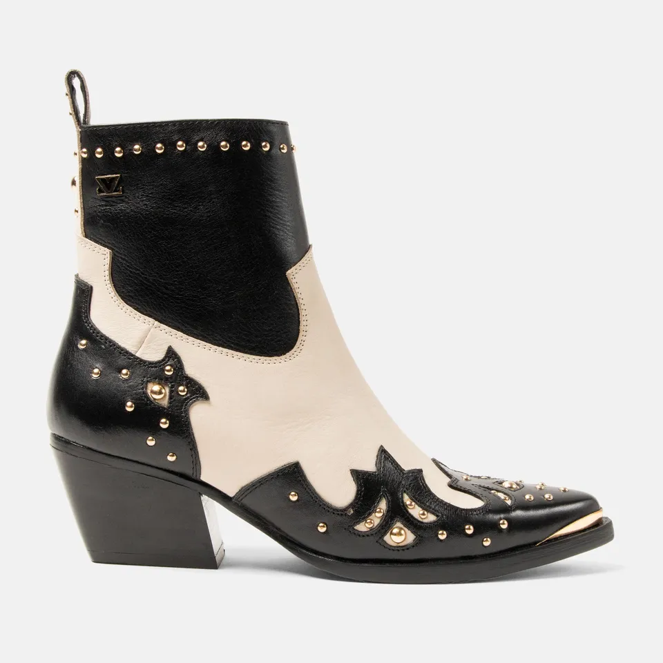 lazamani-kaia-damen-leder-stiefeletten-black-white image 1