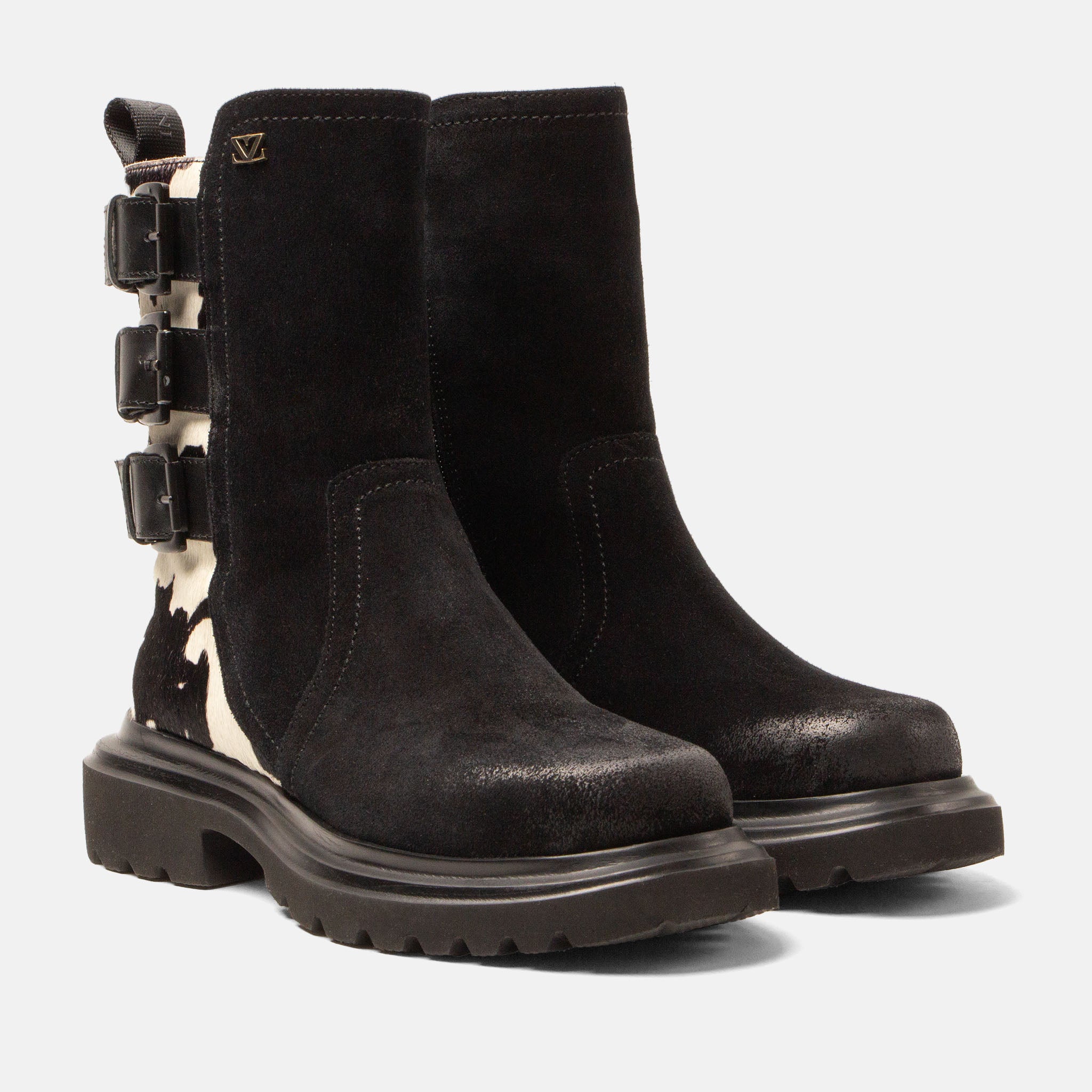 lazamani-maddy-damen-wildleder-boots-black-white-mit-blockabsatz image 3