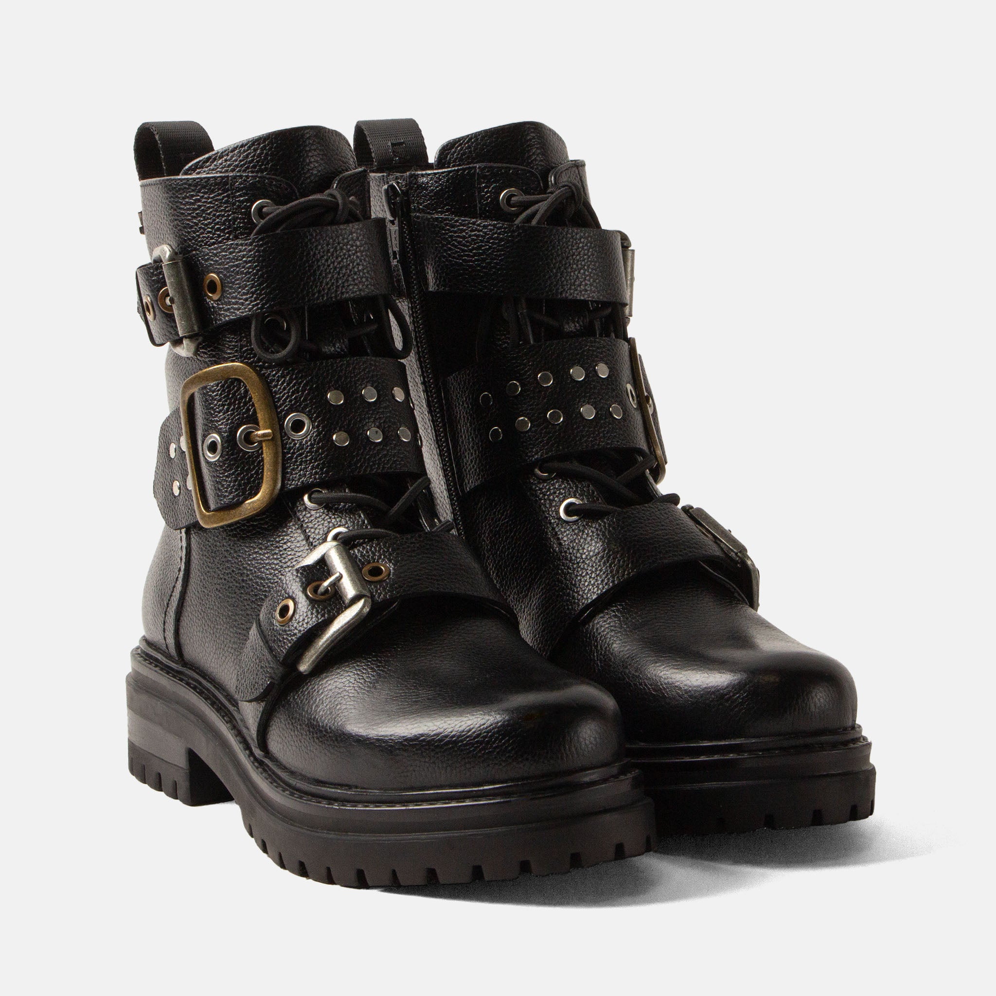 lazamani-abby-damen-leder-biker-boots-black image 3