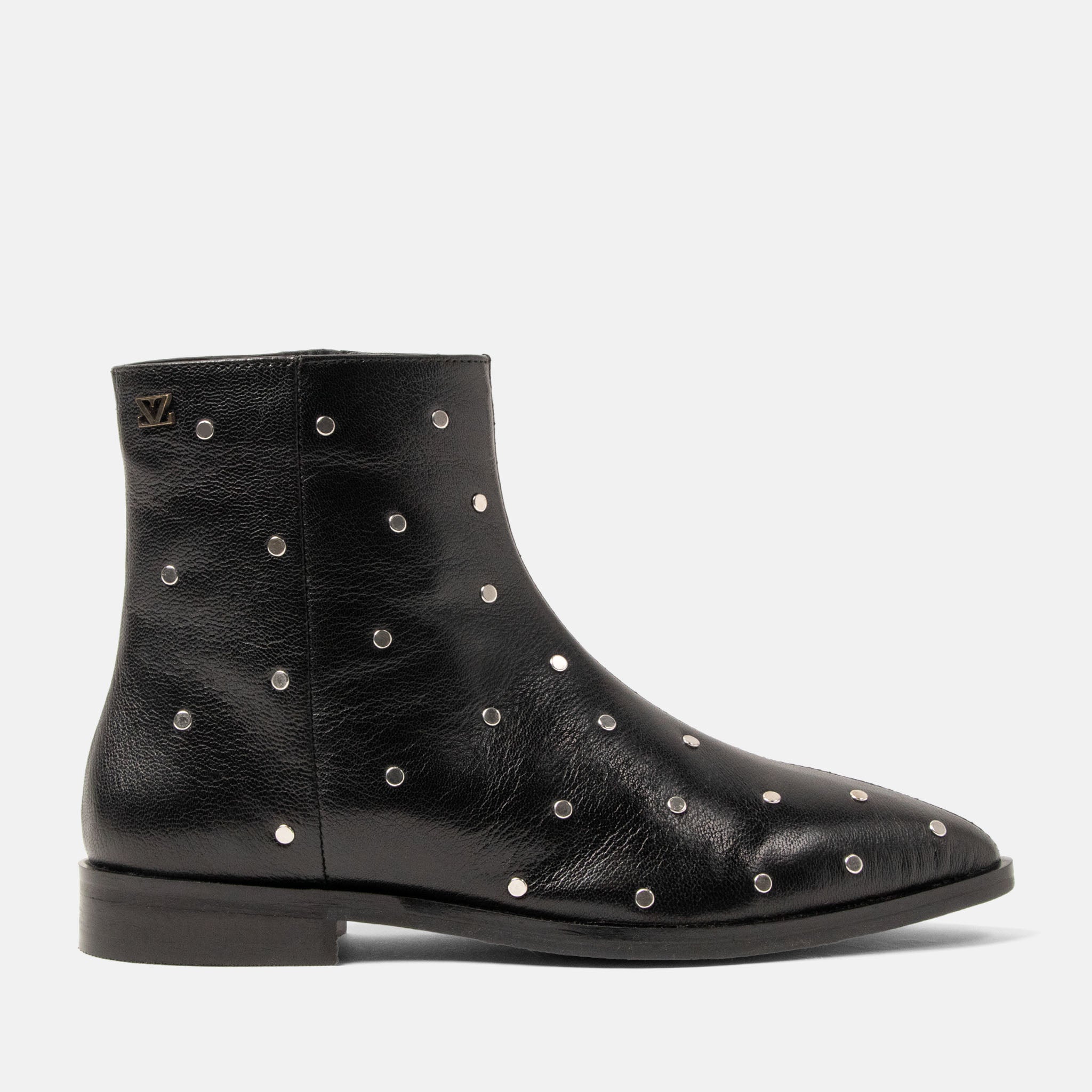 lazamani-dana-damen-leder-stiefeletten-black-nieten-blockabsatz image 1