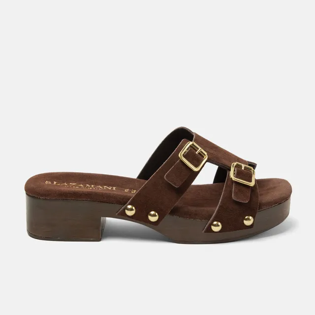 lazamani-aria-damen-wildleder-clogs-brown image 1