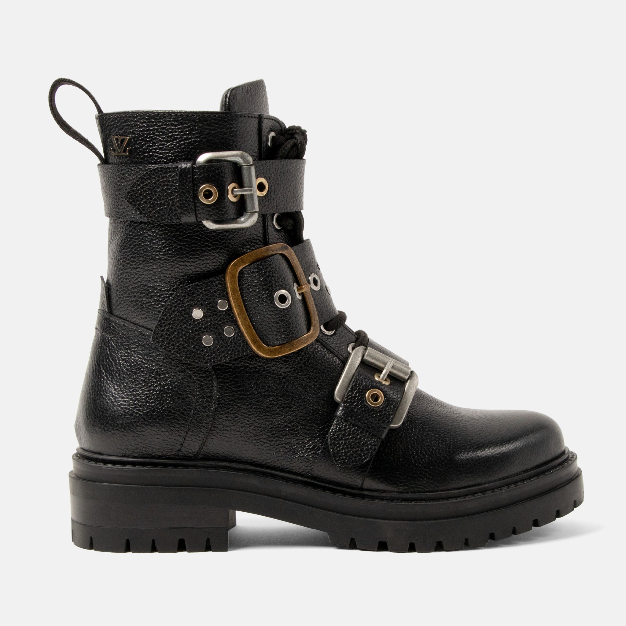 lazamani-abby-damen-leder-biker-boots-black image 1