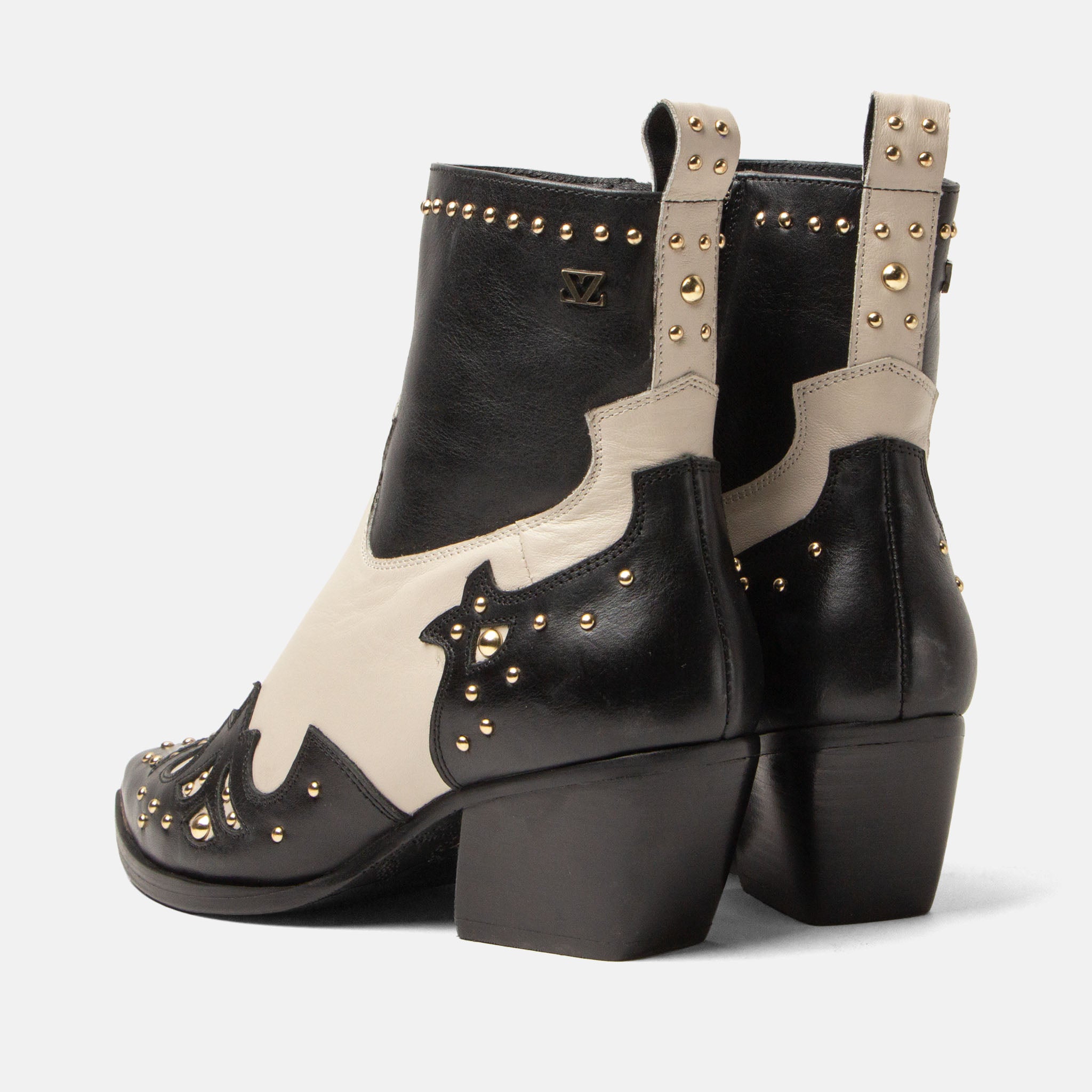 lazamani-kaia-damen-leder-stiefeletten-black-white image 3