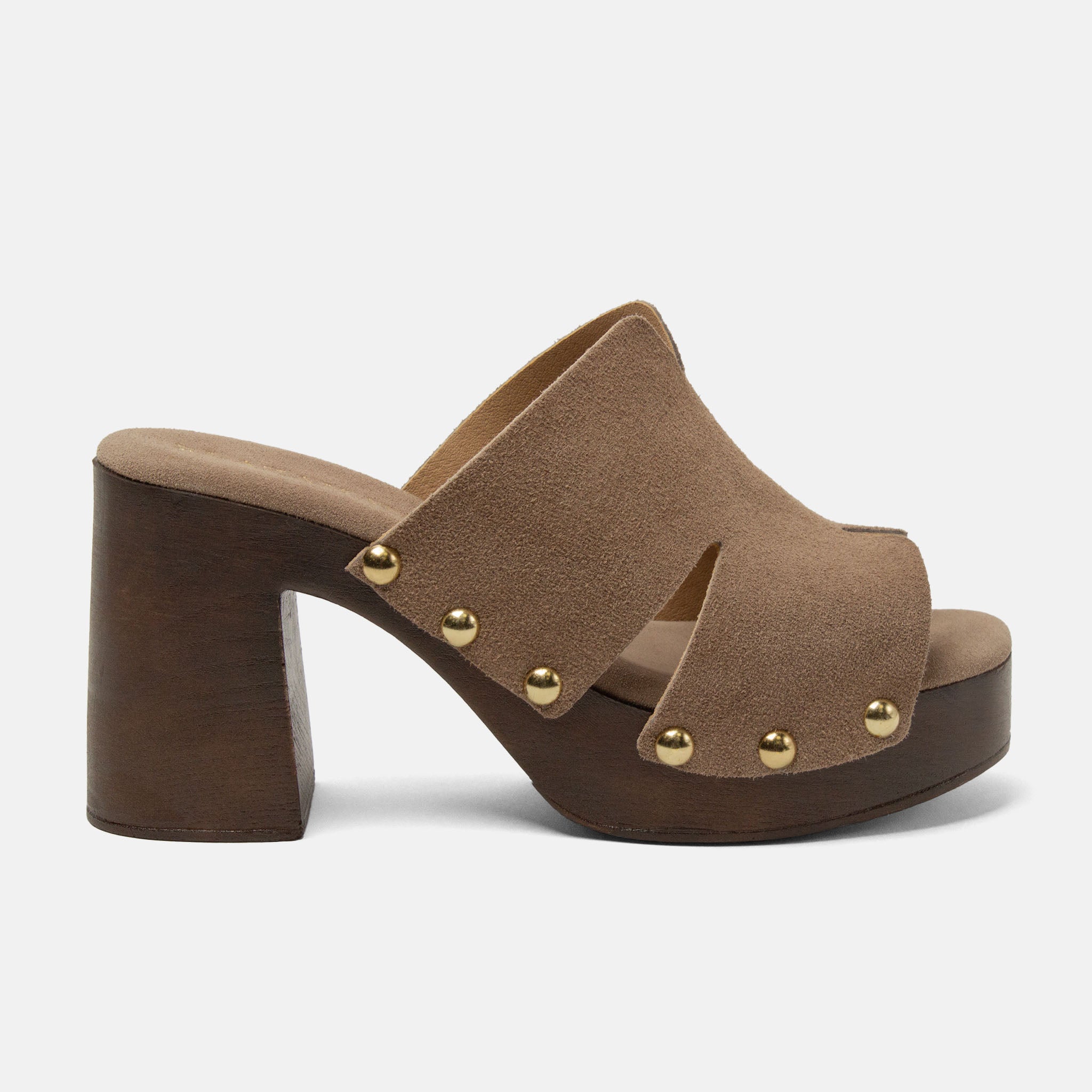 lazamani-juna-damen-wildleder-clogs-taupe image 1