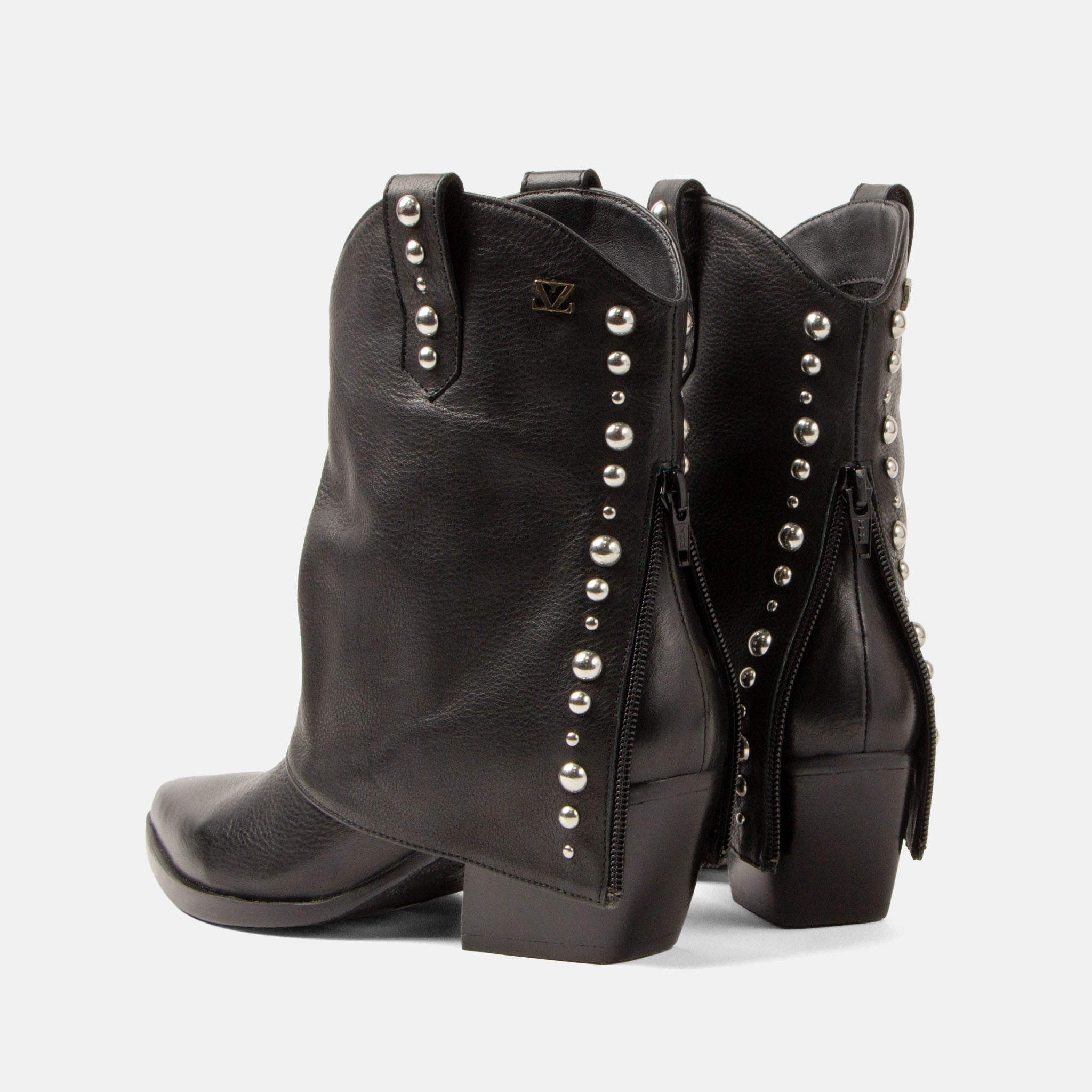 lazamani-yara-damen-leder-stiefeletten-black-nieten image 4