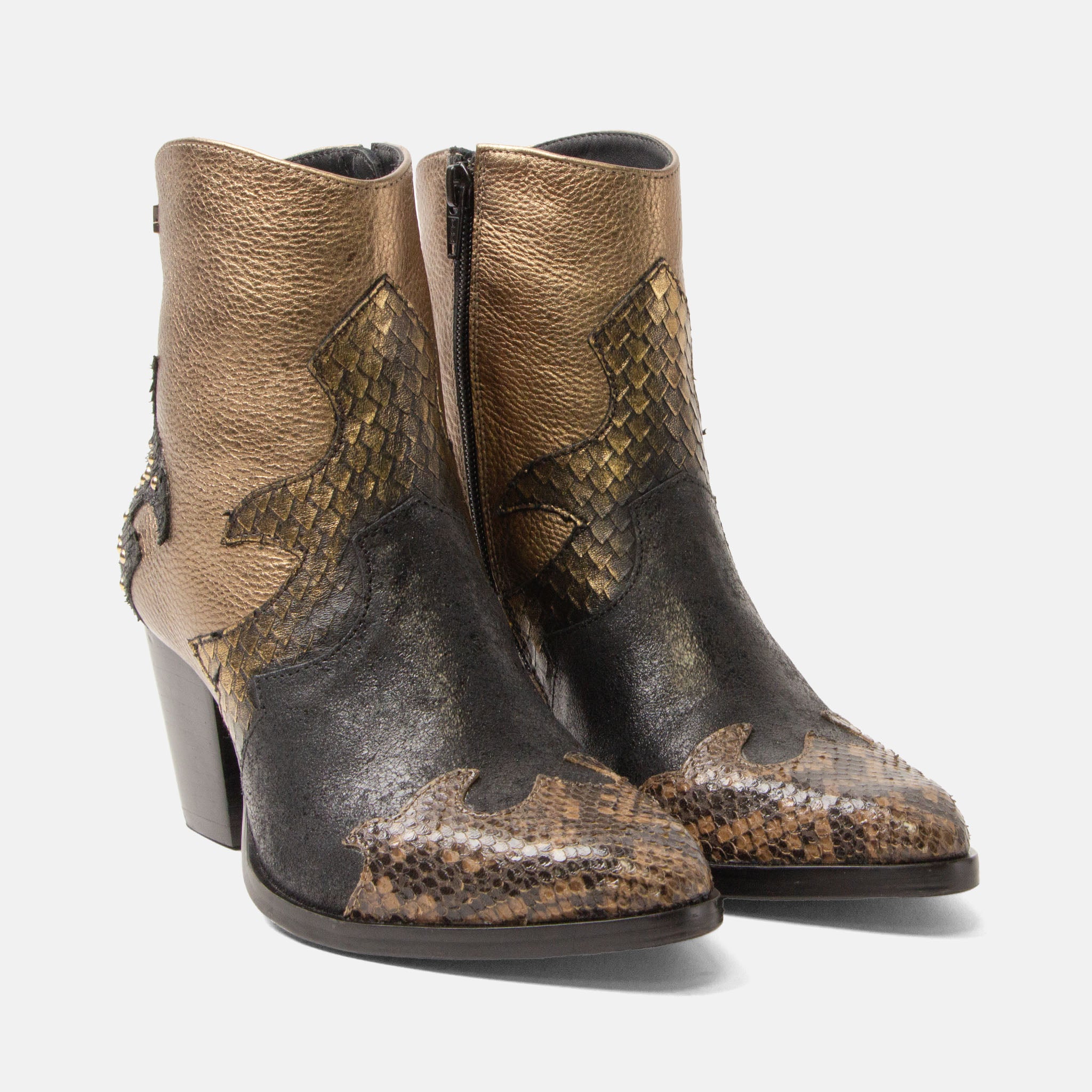 lazamani-stevie-damen-leder-stiefeletten-gold image 3