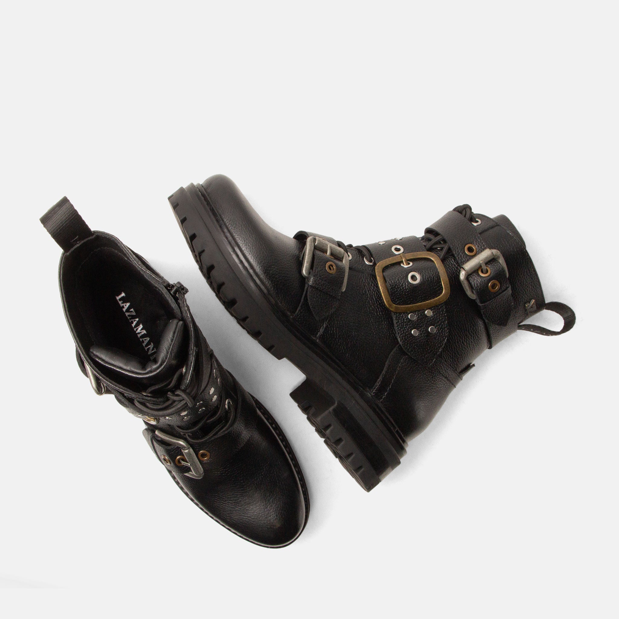 lazamani-abby-damen-leder-biker-boots-black image 5