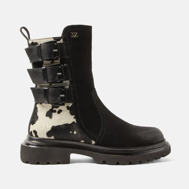 lazamani-maddy-damen-wildleder-boots-black-white-mit-blockabsatz image 1