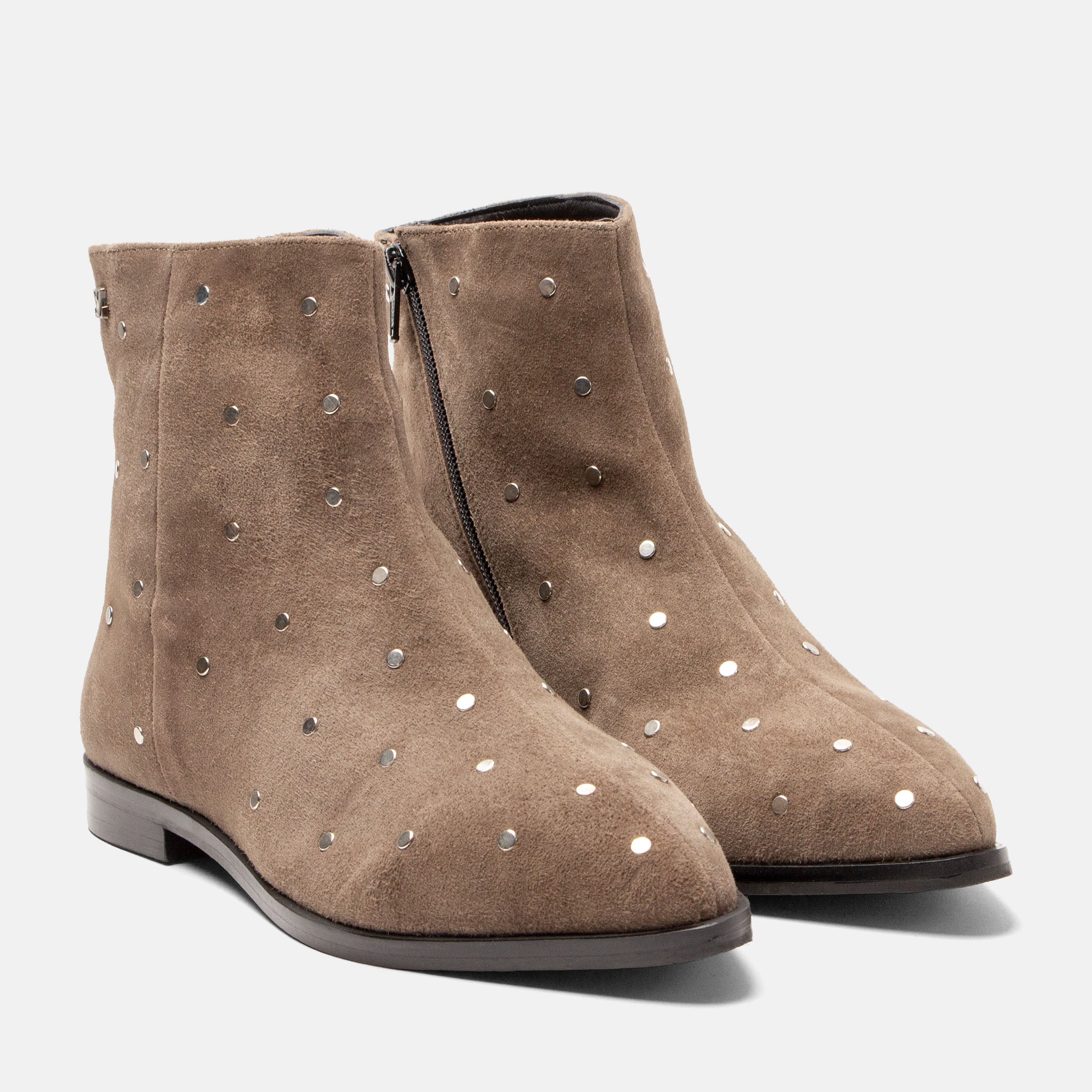 lazamani-dana-damen-wildleder-stiefeletten-taupe-nieten image 2