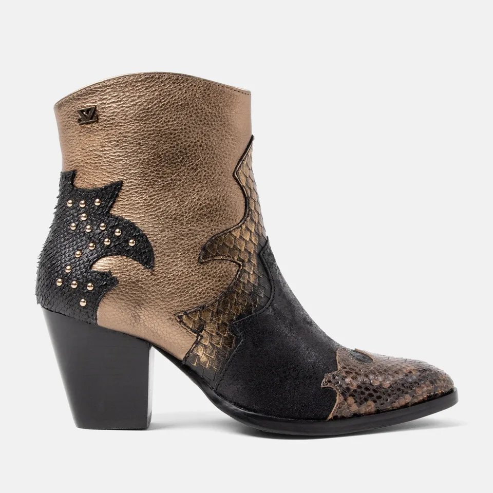 lazamani-stevie-damen-leder-stiefeletten-gold image 1