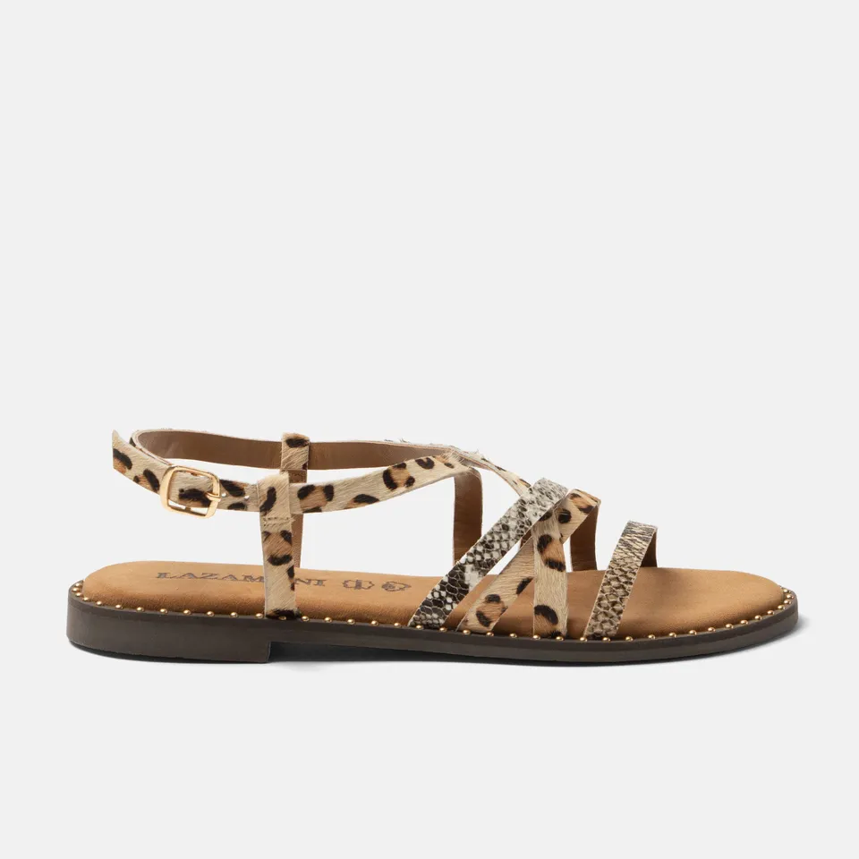 lazamani-yuna-damen-sandalen-beige-animal-print-mit-schnalle image 1