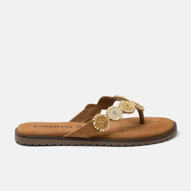 lazamani-mey-damen-zehentrenner-beige image 1
