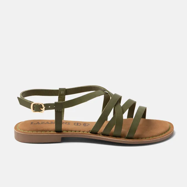 lazamani-zuza-damen-ledersandalen-green image 1