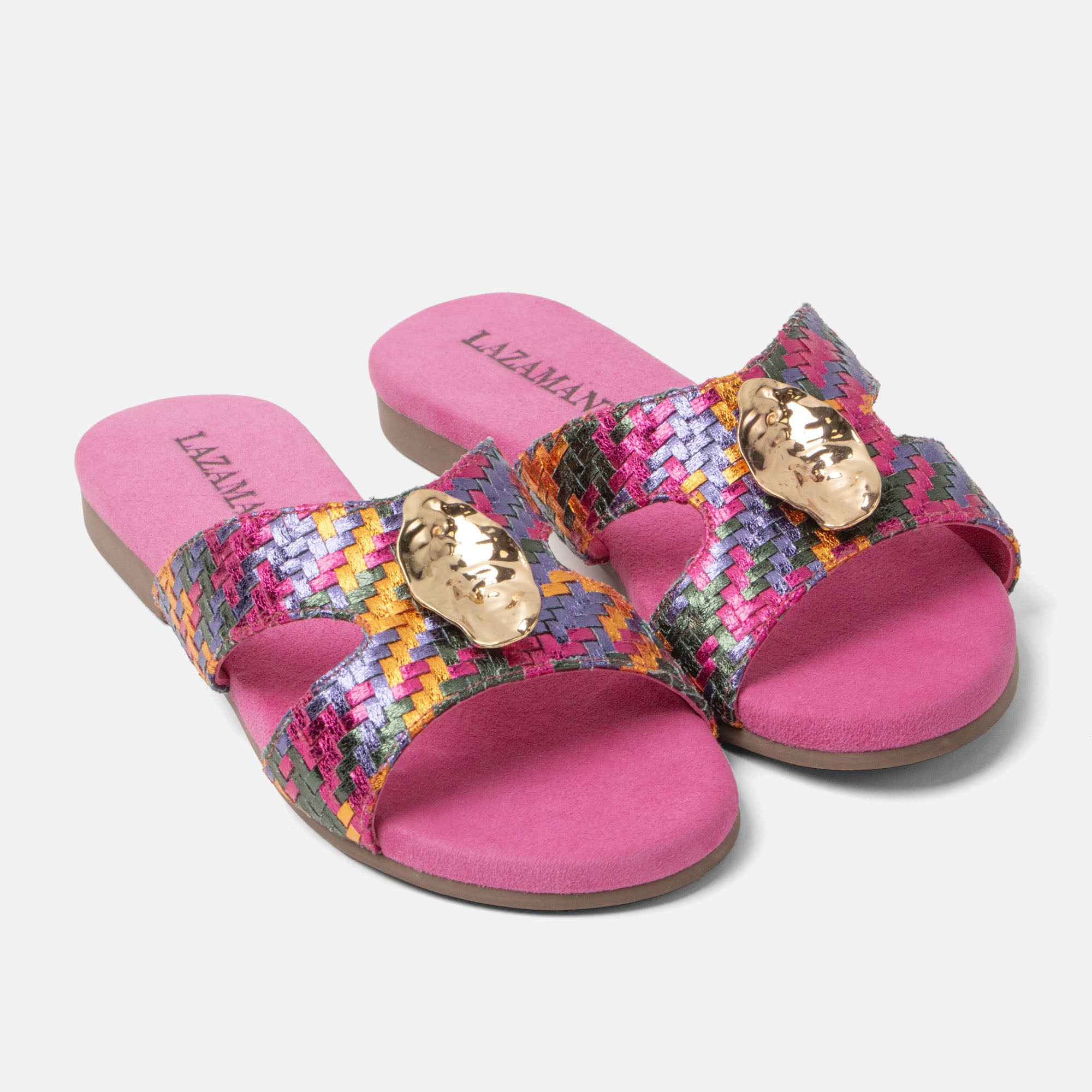 lazamani-hailey-damen-leder-pantoletten-fuxia image 2
