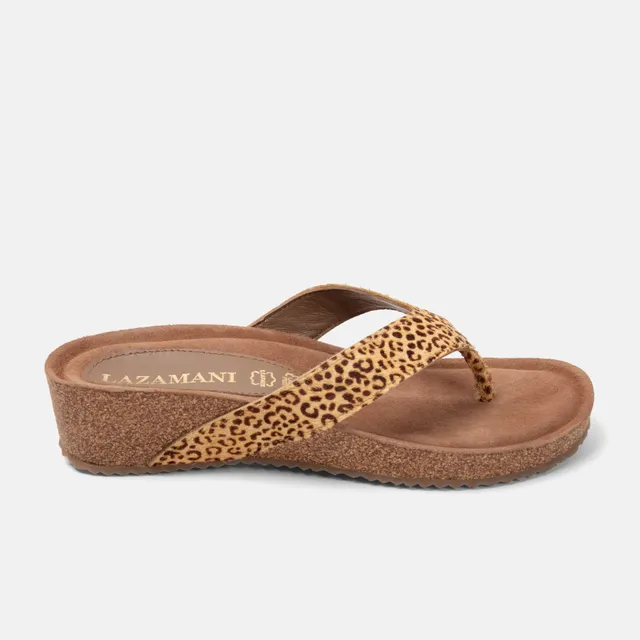 lazamani-laura-damen-zehentrenner-leopard-keilabsatz image 1