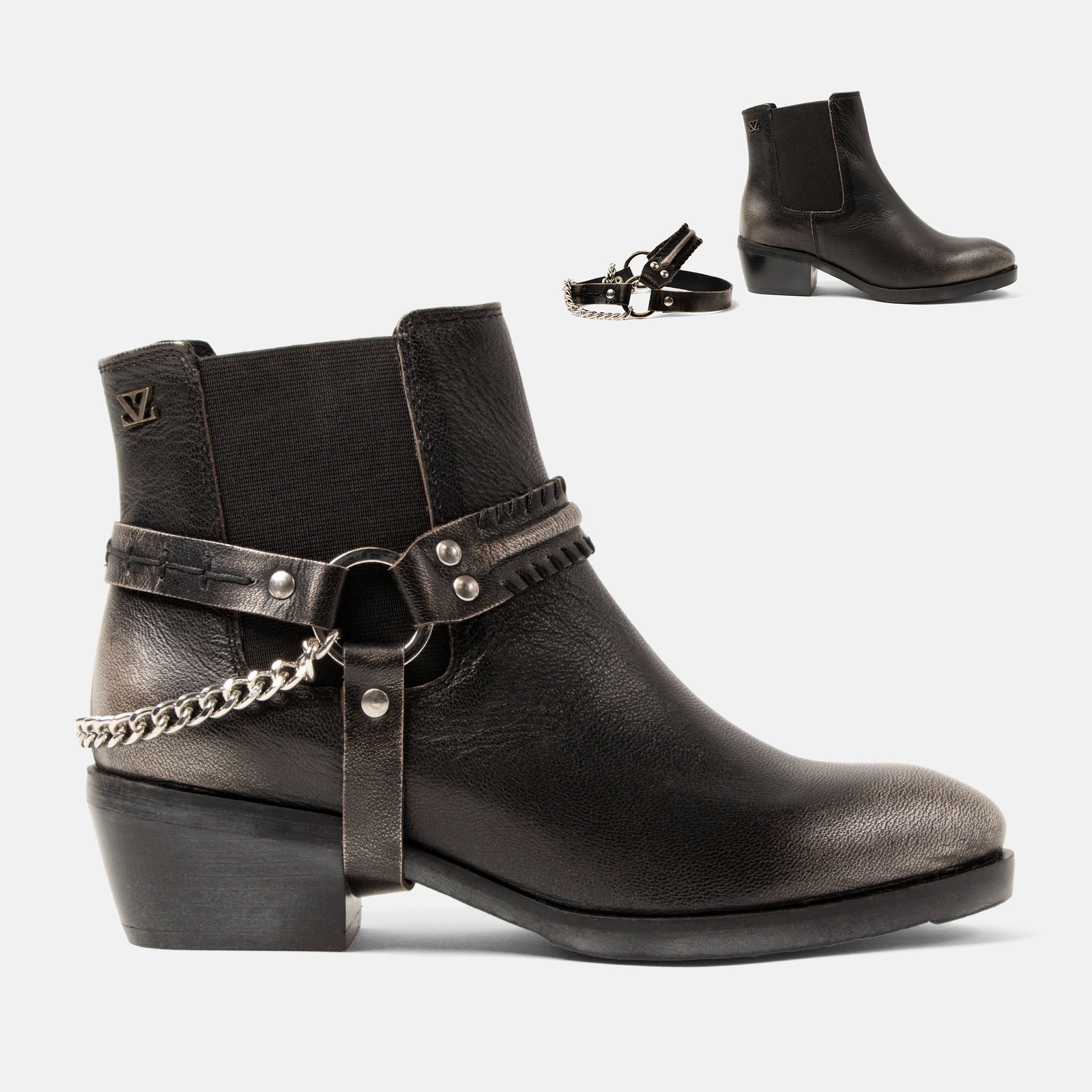 lazamani-emmi-damen-leder-stiefeletten-pewter image 2