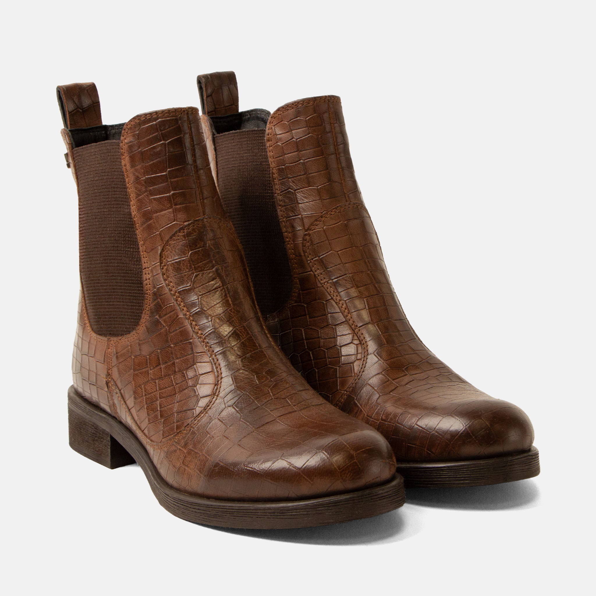 lazamani-marij-damen-leder-chelsea-boots-brown-kroko image 2