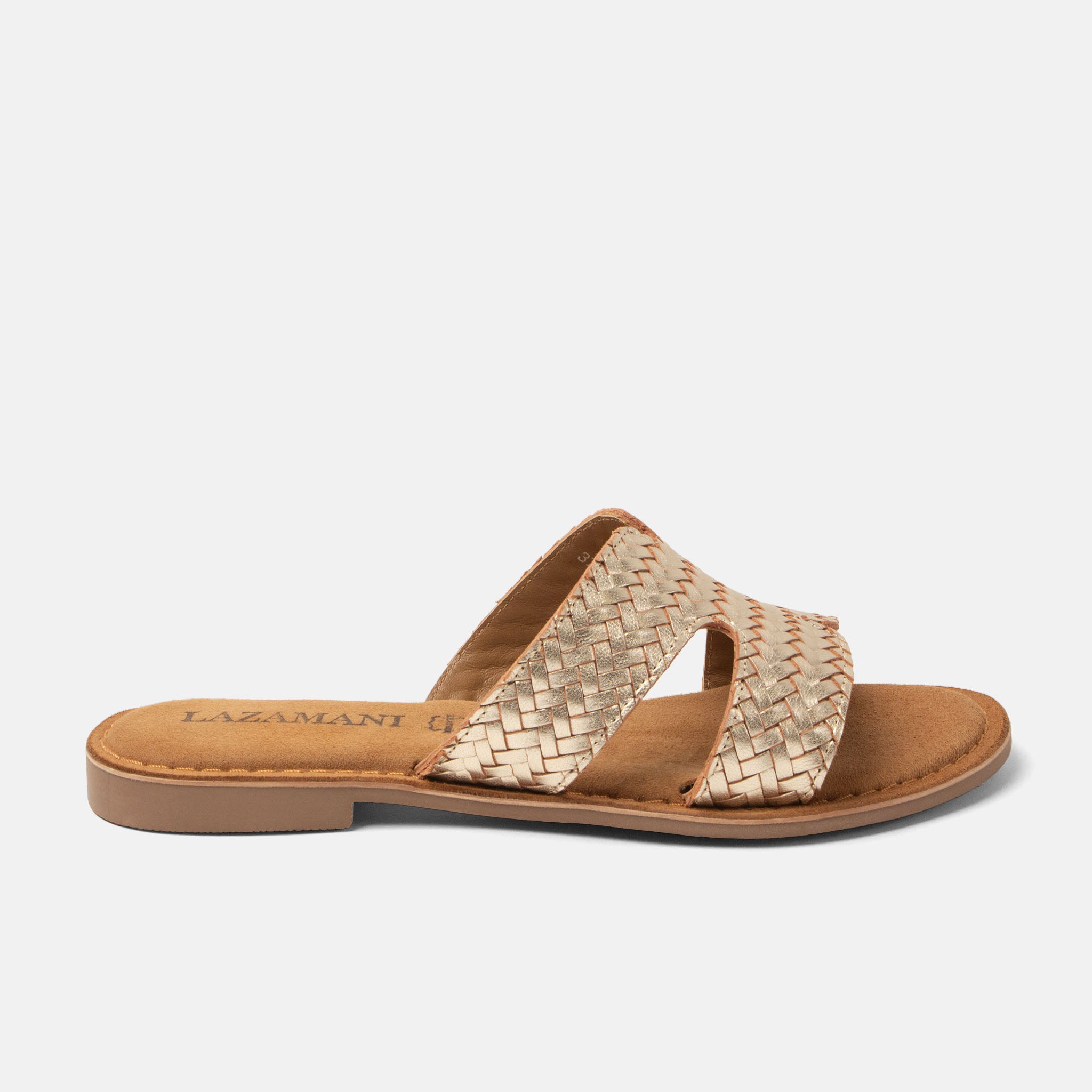 lazamani-puck-damen-leder-pantoletten-gold image 1