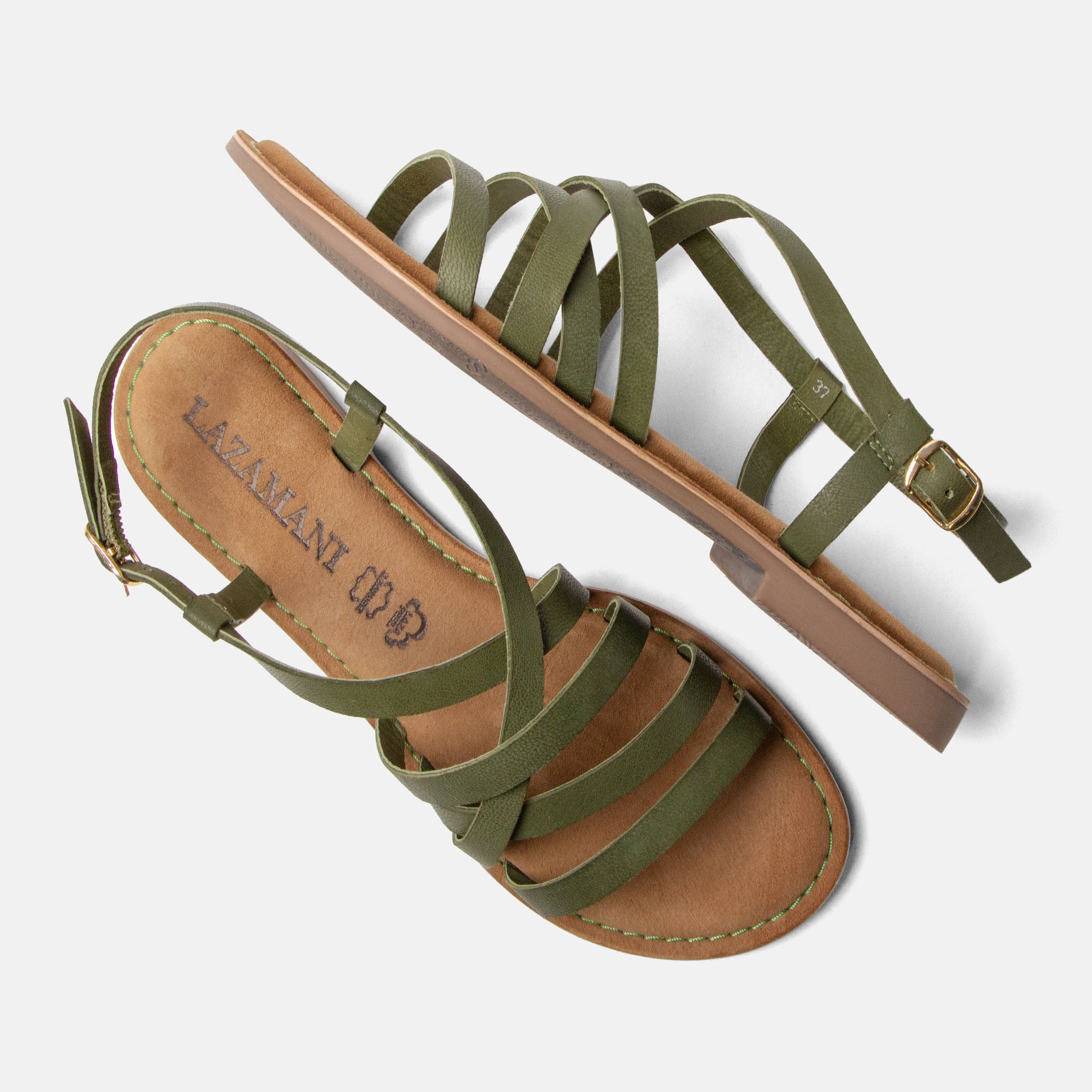 lazamani-zuza-damen-ledersandalen-green image 4