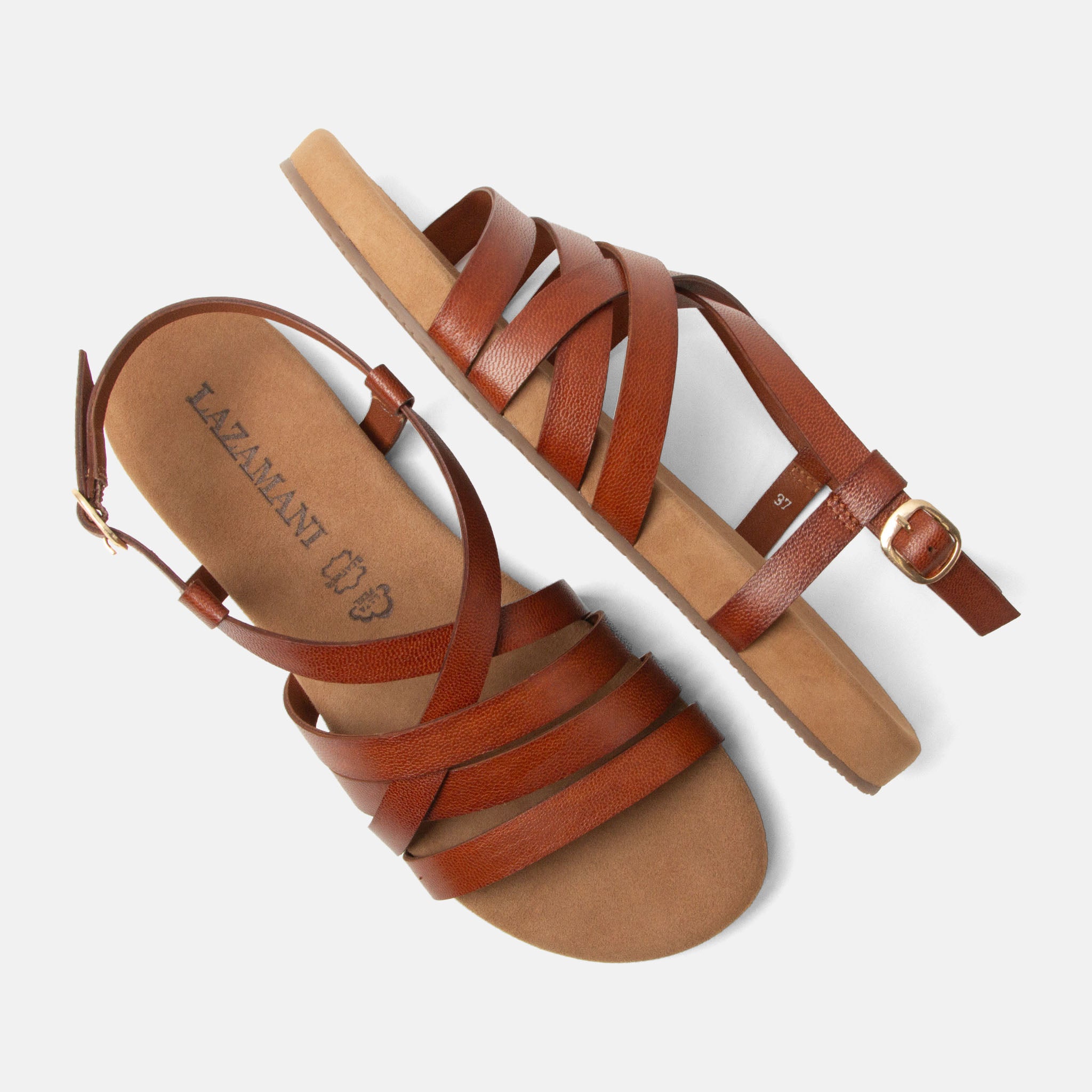 lazamani-lotta-damen-leder-sandalen-tan-slingback image 4