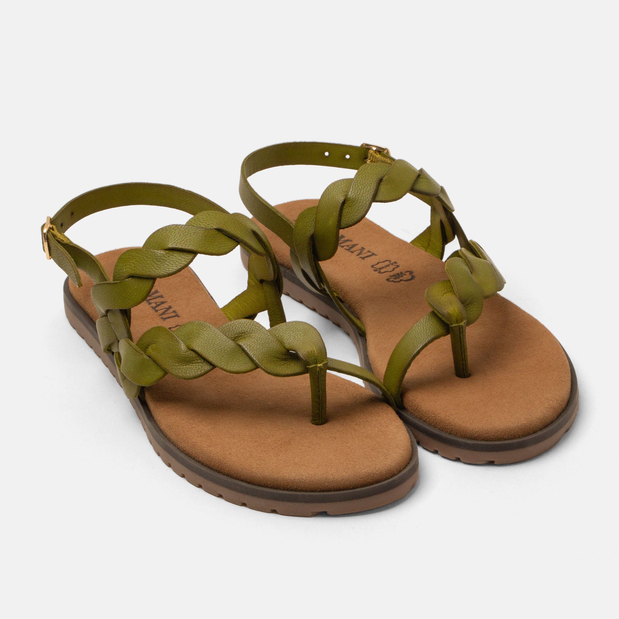 lazamani-jona-damen-leder-sandalen-gr-n-flach image 3