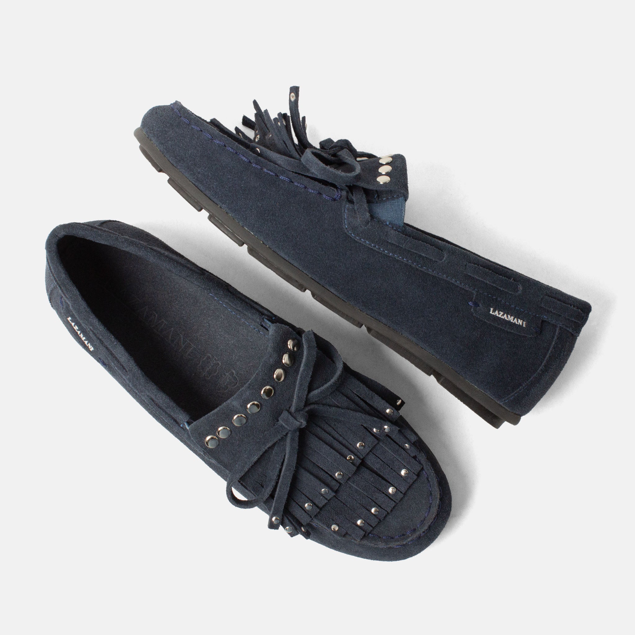 lazamani-belle-damen-wildleder-mokassins-navy image 4